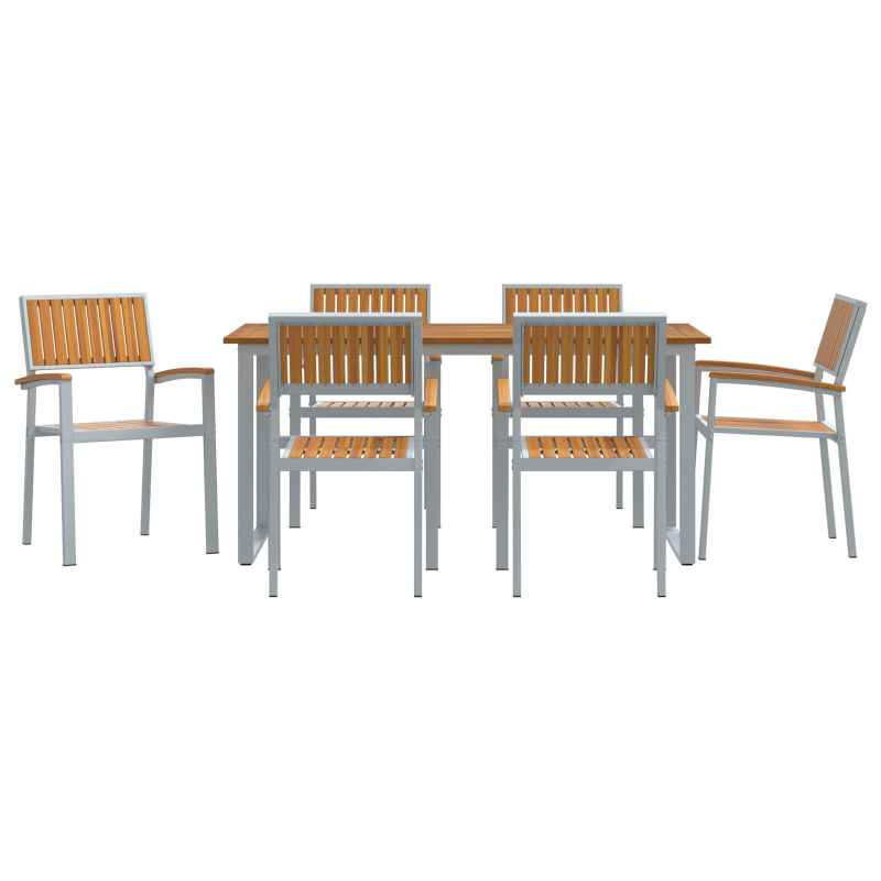 Garten Essset 7-teiliges Set Grau, Braun Pulverbeschichteter Stahl