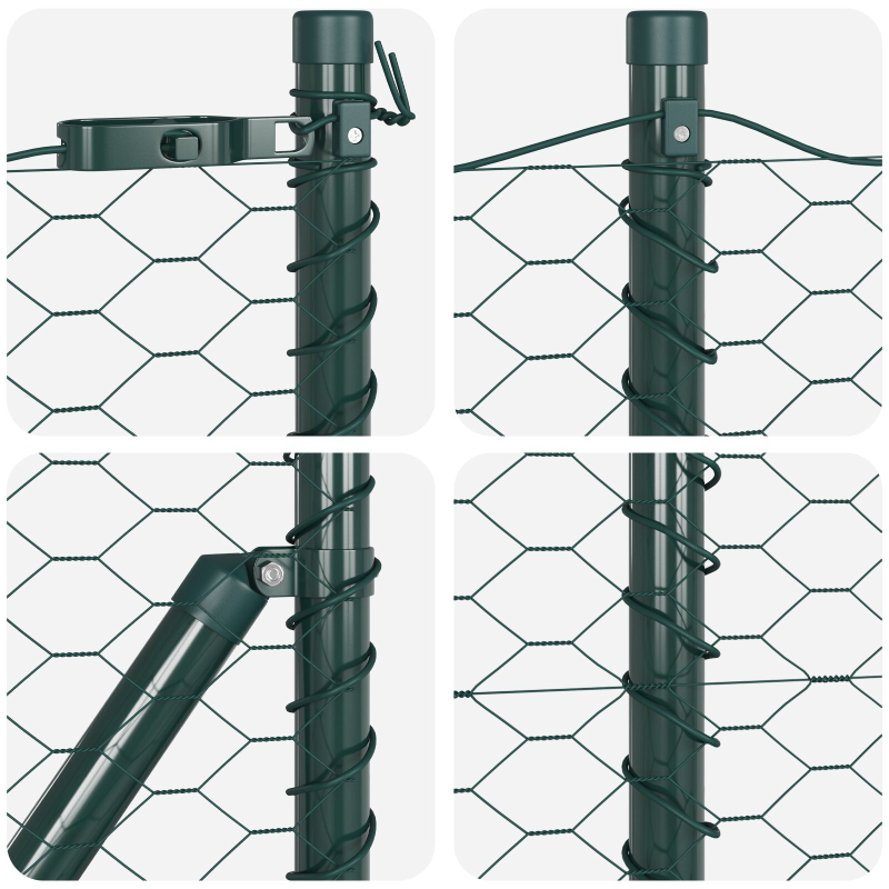 Zaunset Set aus 2 Waldgrün Pulverbeschichteter Stahl 25 x 0,5 m