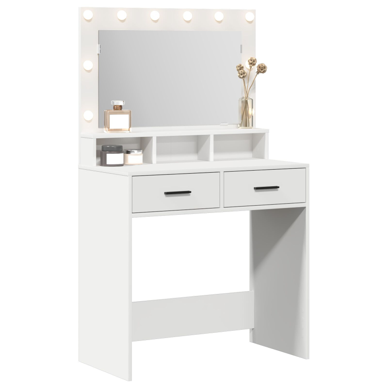 Schminktisch mit LED-Lichtern, Weiß, 79x41x135 cm