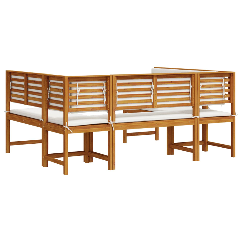 5-teiliges Gartenbank-Set mit Kissen aus massivem Akazienholz