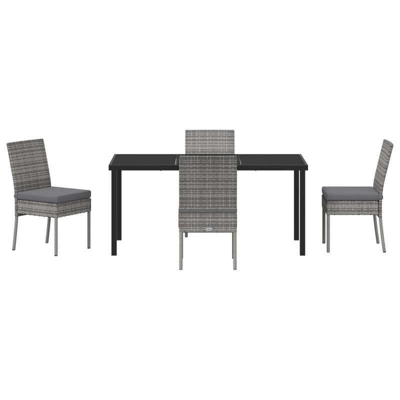 5-teiliges Garten Essmöbel Set Grau Poly-Rattan
