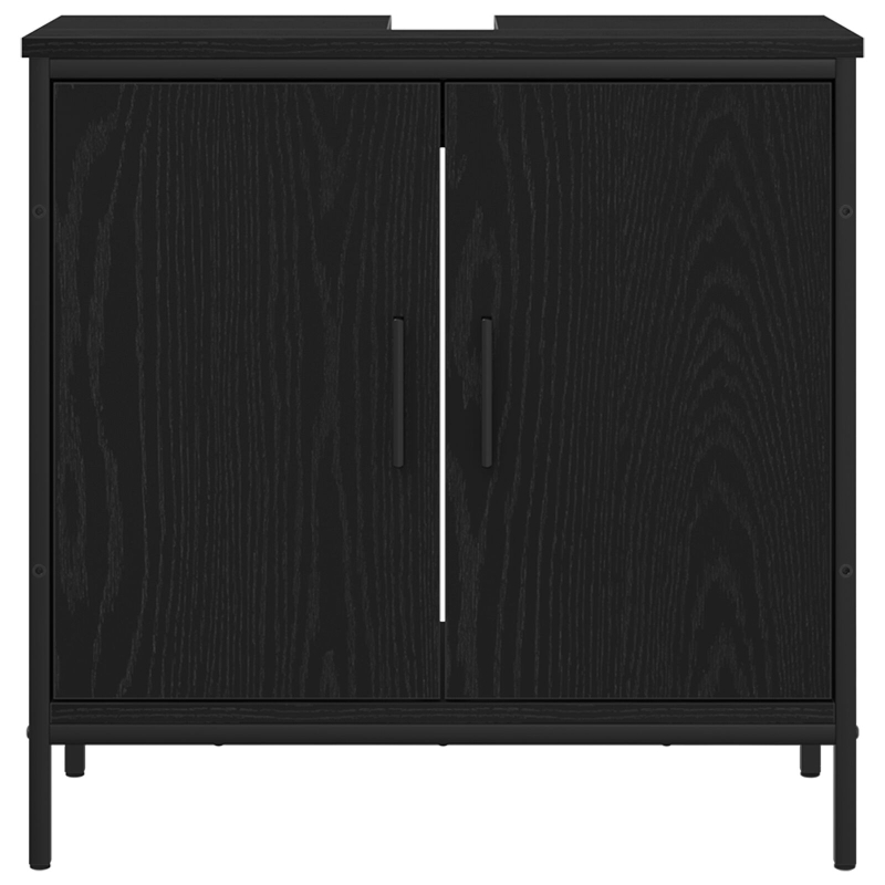 Badezimmer Waschbecken Schrank Schwarz Eiche 60x30x60 cm Werkstoff
