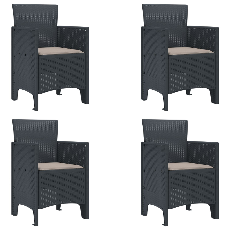 5-teiliges Garten Essgruppe mit Kissen Anthrazit Poly Rattan