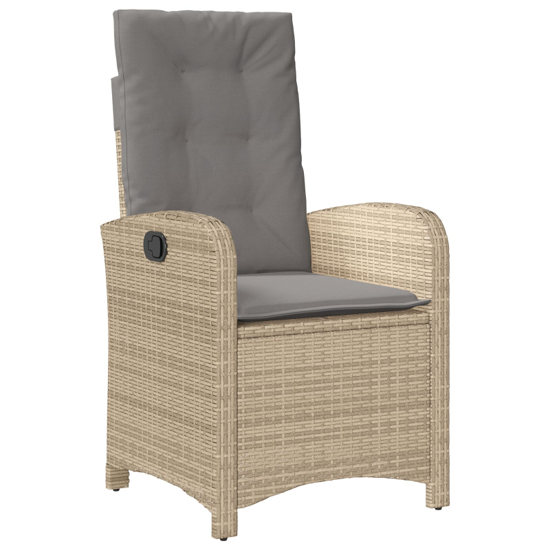 7-teiliges Garten-Essset mit Kissen Beige Poly Rattan