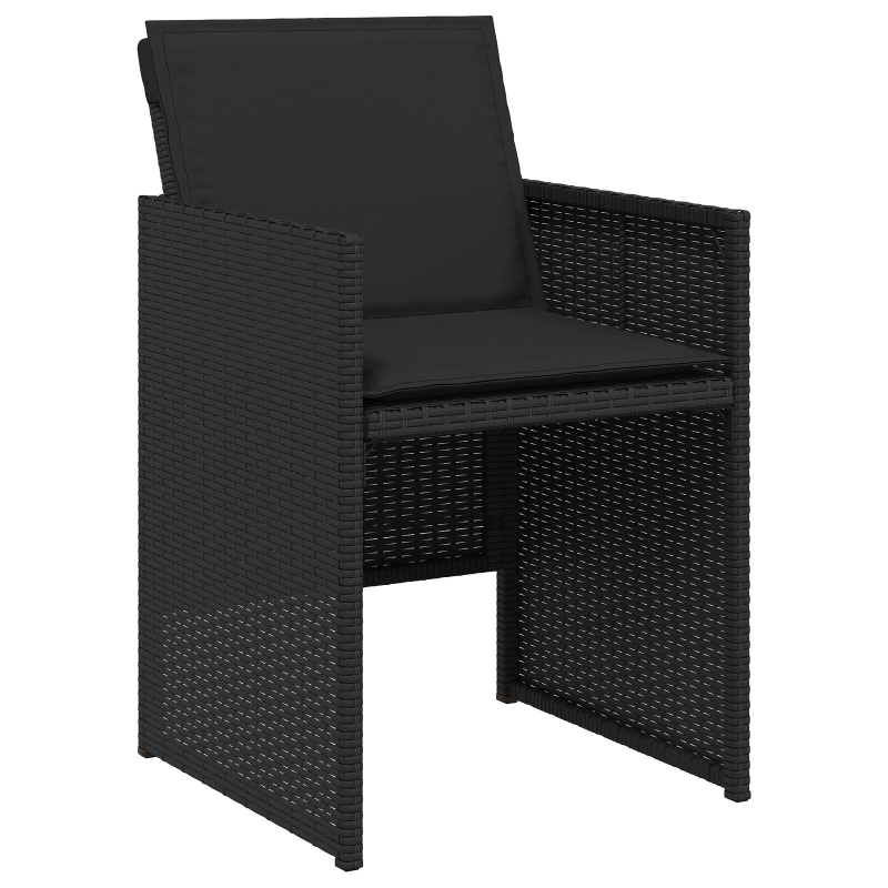 9-teilige Garten Essgruppe mit Kissen - Schwarzes Poly-Rattan