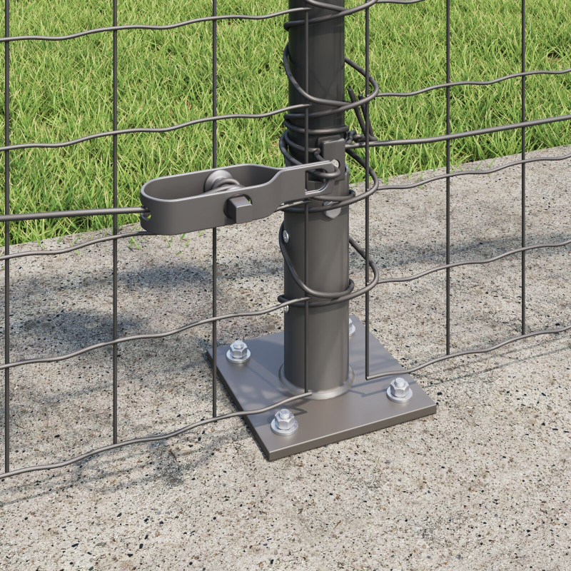 Zaunpfosten Set von 26 Grau Beton, Metall 3,2 x 3,2 x 110 cm