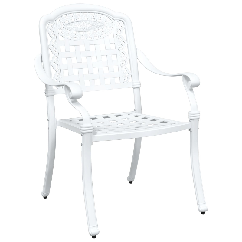 3-teiliges Garten Bistro Set Weiß aus Gusseisen