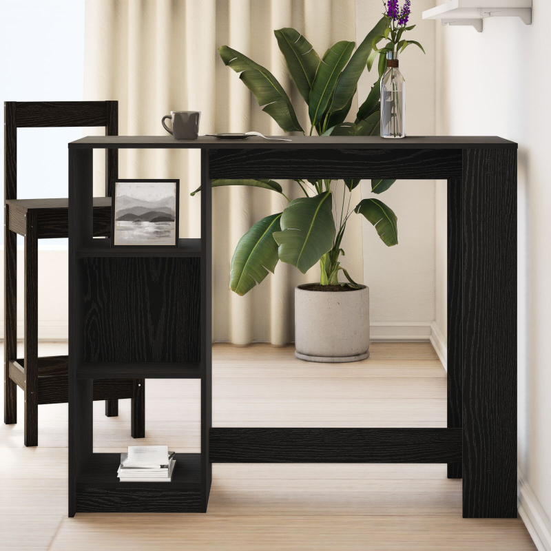 Bartisch mit Regal Schwarz Eiche 102,5x46x103,5 cm Hergestelltes Holz