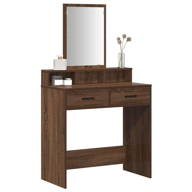 Schminktisch mit Schubladen, Braun, Eiche, 79x41x140 cm