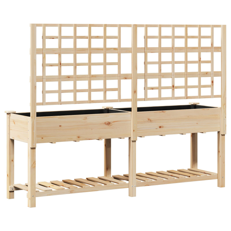 Gartenpflanzer mit Spalier und Regal 203x53x152 cm aus massivem Kiefernholz