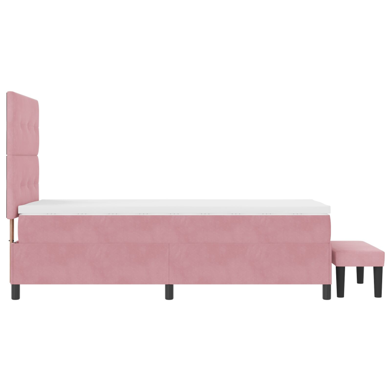 Boxspringbett mit Matratze & Bank Pink 80x200 cm Samt