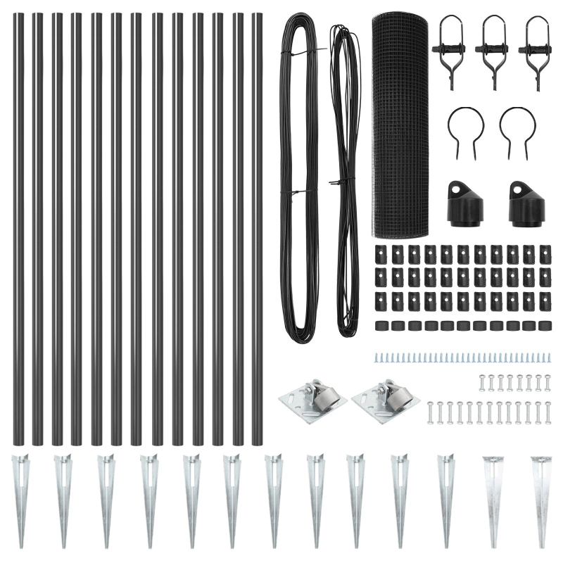 Zaunpfosten-Set Set aus 2 Grau Verzinkter Stahl, PVC 25 x 0,5 m