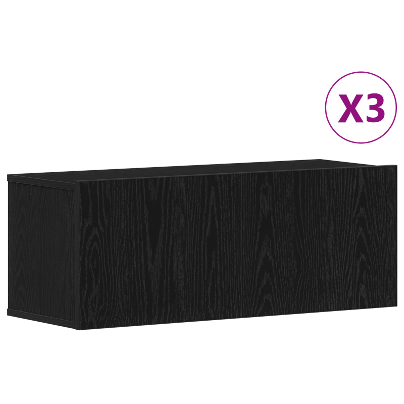 3-teilige TV-Cabinet-Set Schwarz aus Holzwerkstoff