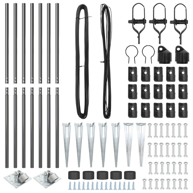 Zaunpfosten Set 14 Teile Grau Metall
