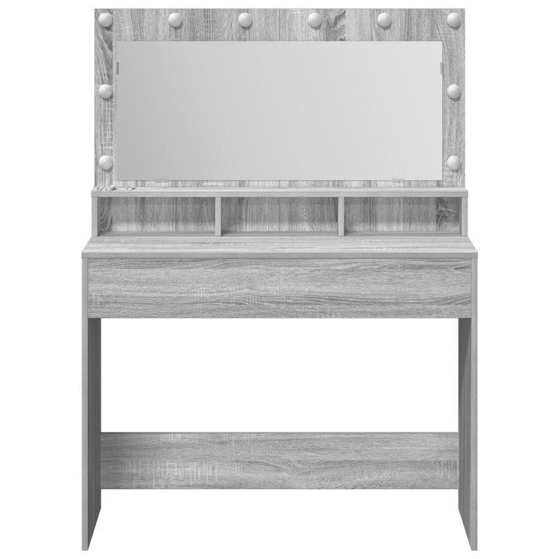 Schminktisch mit LED-Lichtern Grau Sonoma 100x41x135 cm
