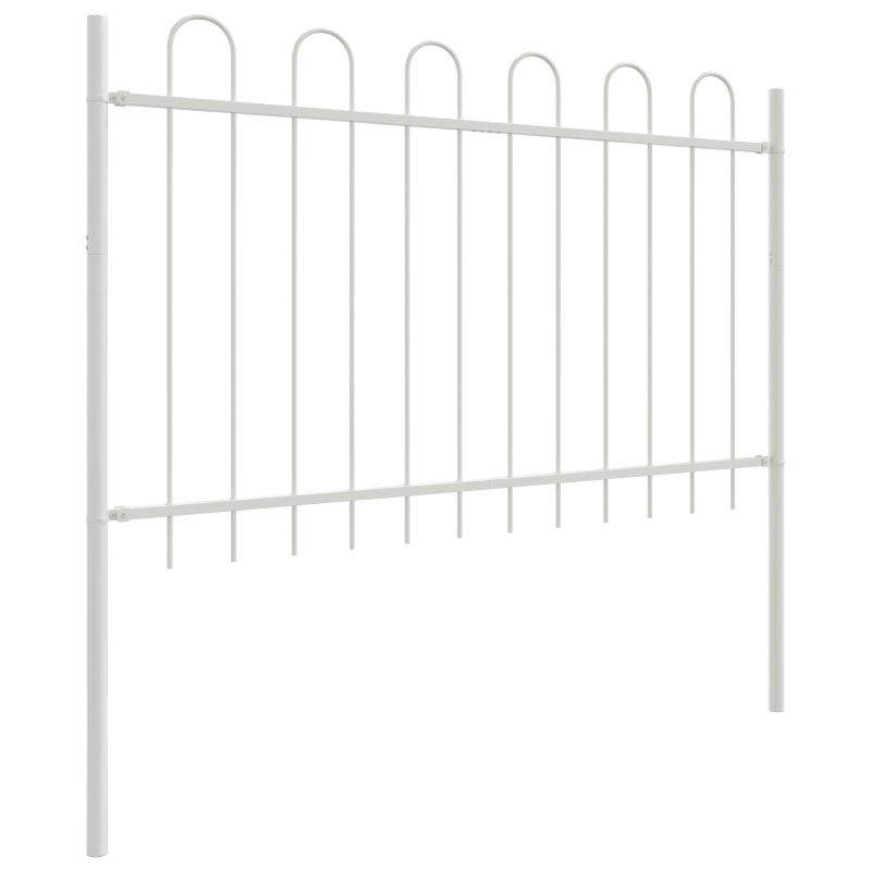 Gartenzaun mit Bogenoberseite Weiß 13,6x1,2 m Stahl