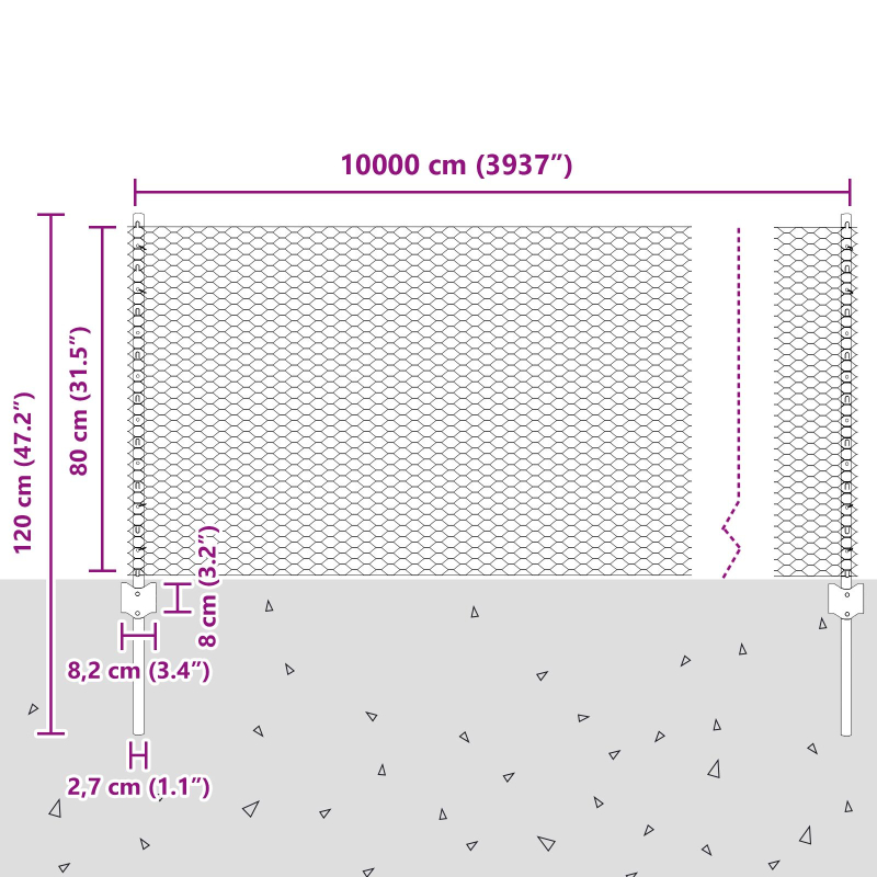 Zaunpfosten 11 Stück U-Kanal Grün 80 cm Stahl, Sechseckzaun Grün 0,8x100 m Stahl