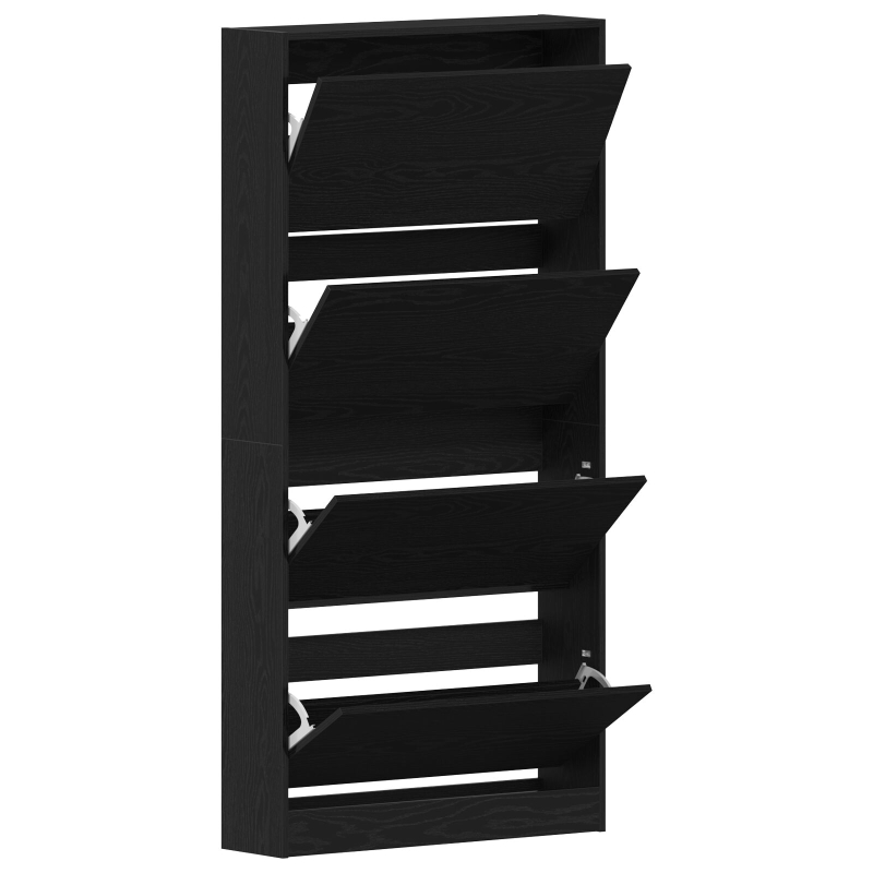 Schuhschrank Schwarzes Eichenholz Holzwerkstoff 80 x 21 x 163,5 cm