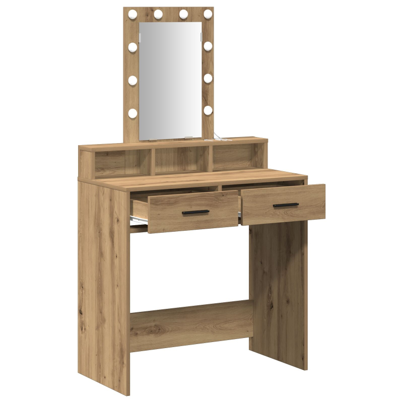 Schminktisch mit LED-Lichtern in Artisan Eiche 79x41x140 cm