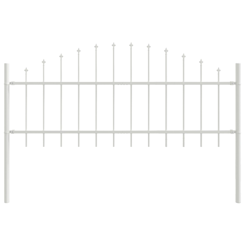 Gartenzaun mit Bogenoberteil, Weiß, 13,6 x 0,75 m, Stahl
