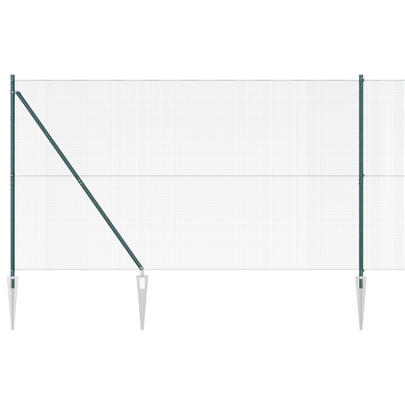 geschweißter Drahtzaun mit 13 Spike-Posten Grün 1,5x25 m Stahl