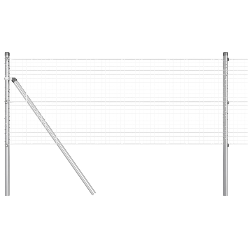 Gespannter Drahtzaun mit 13 Pfosten 0,6x25 m Verzinkter Stahl