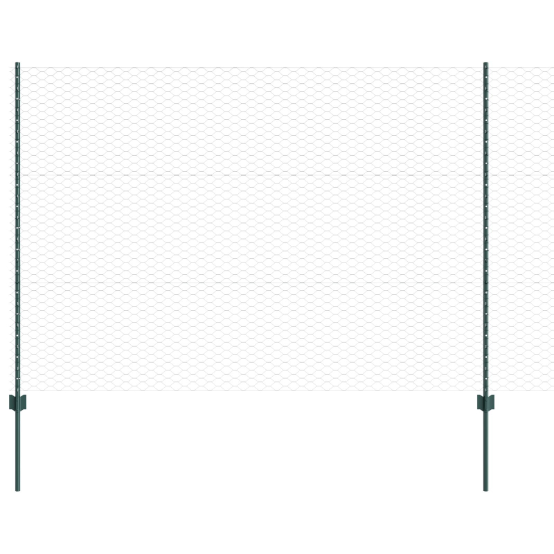 Zaunpfosten 11 Stück U-Kanal Grün 150 cm Stahl, Hexagonzaun Grün 1,5 x 50 m Stahl