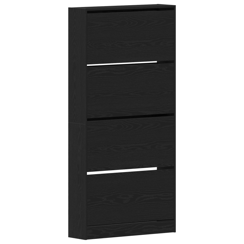Schuhschrank Schwarzes Eichenholz Holzwerkstoff 80 x 21 x 163,5 cm