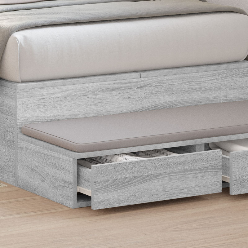 Bett mit Schubladen Grau Sonoma 90x36,5x16,5 cm Holzwerkstoff