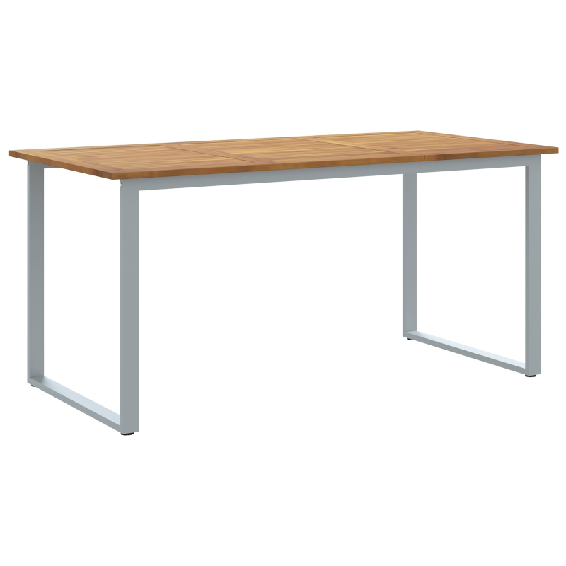 Gartentisch Grau 160x80x75 cm Stahl & Massivholz Akazie
