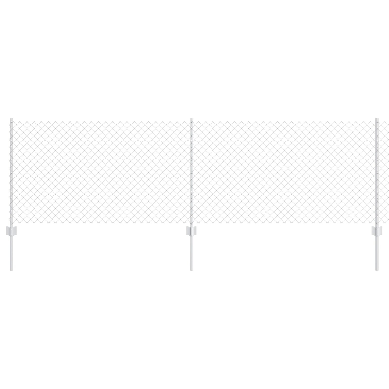 Kettengliedzaun mit 22 U-Pfosten Silber 0,8x25 m Stahl