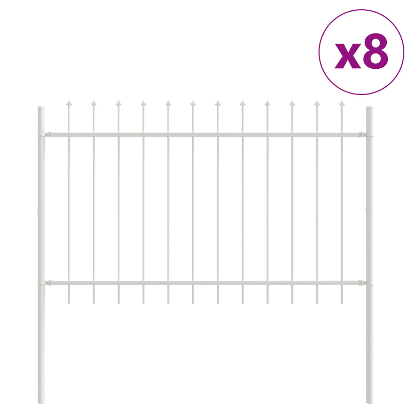 Gartenzaun mit Spitze Weiß 13,6x0,8 m Stahl