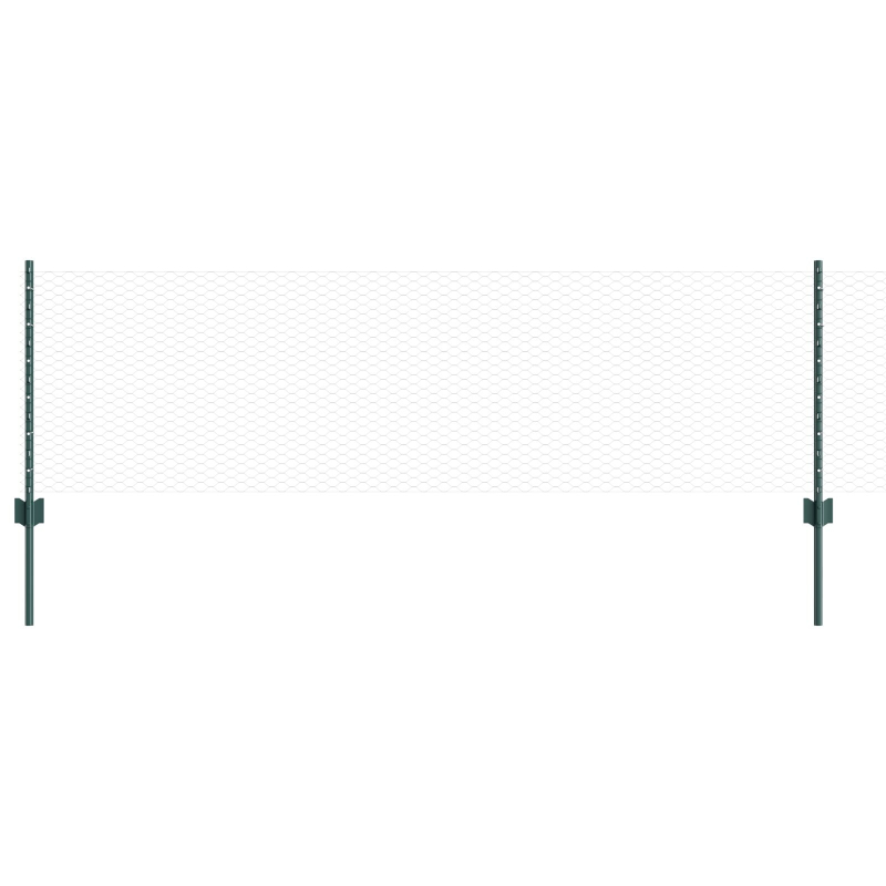 Zaunpfosten 11 Stück U-Kanal grün 60 cm Stahl, Sechseckzaun grün 0,6x25 m Stahl