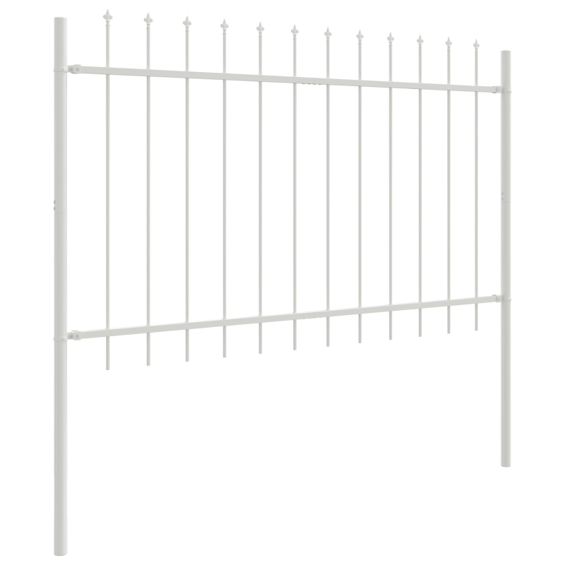 Gartenzaun mit Spitzdach Weiß 15,3x0,8 m Stahl