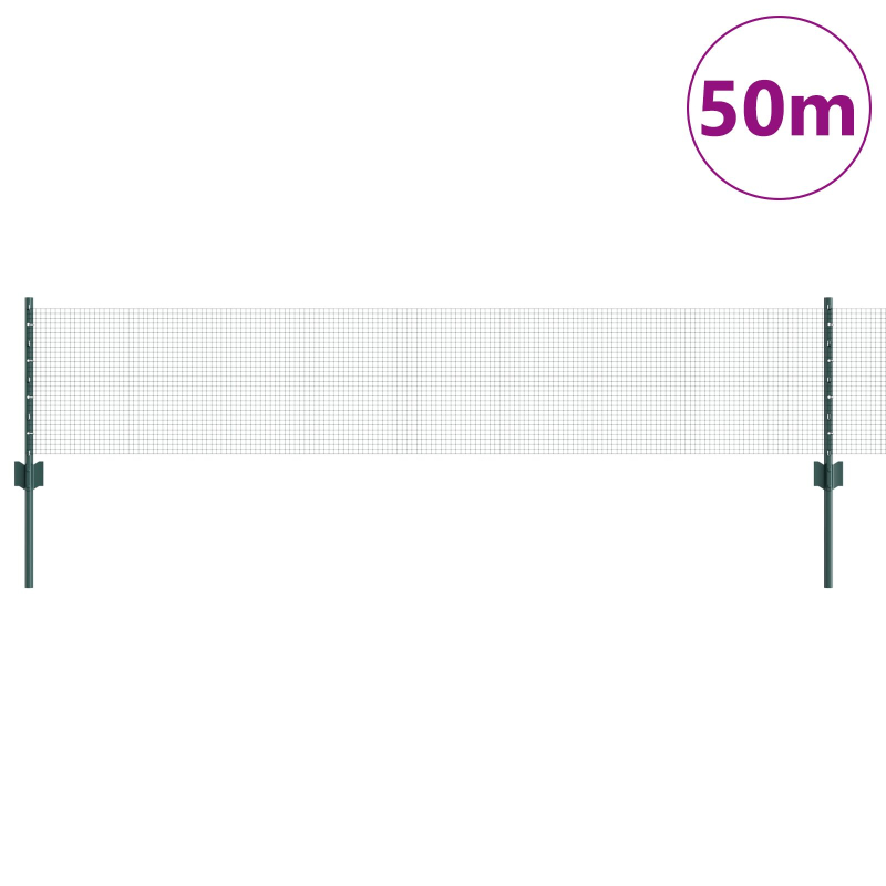 geschweißter Drahtzaun mit 22 U-Pfosten Grün 0.4x50 m Stahl