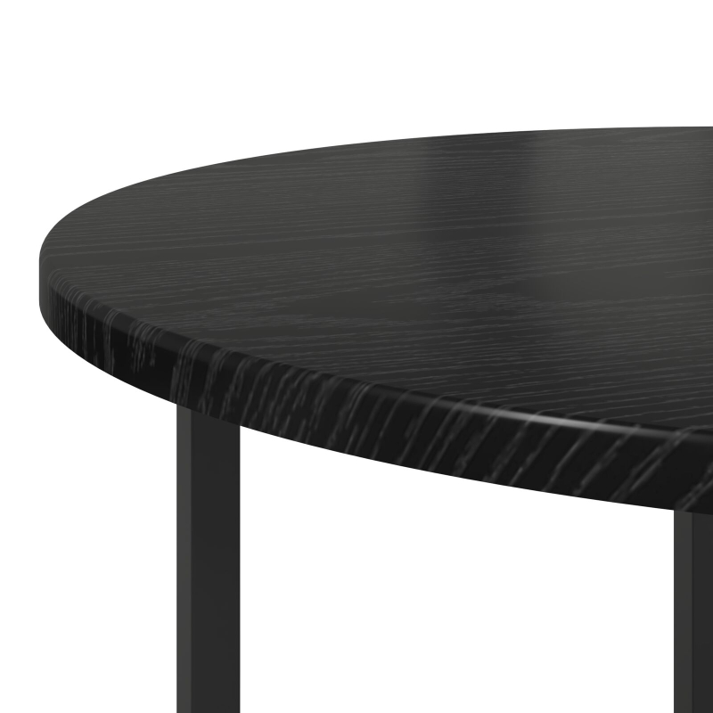 Beistelltisch 2er Set Schwarz aus Eichenfurnier und Metall