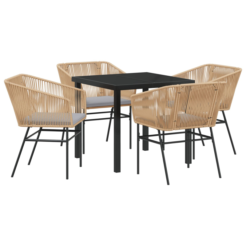 Set aus 3 Braun PE-Rattan Mittel Gartenstuhl Quadratisch
