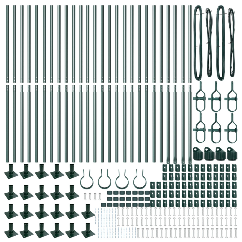 Zaunpfosten Set aus 52 Grün Stahl 3,2 x 3,2 x 88,5 cm Robust