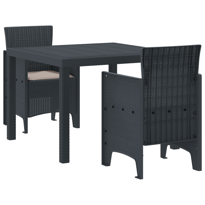 Outdoor Essset 3-teilig Dunkelgrau Polypropylen Stapelbar