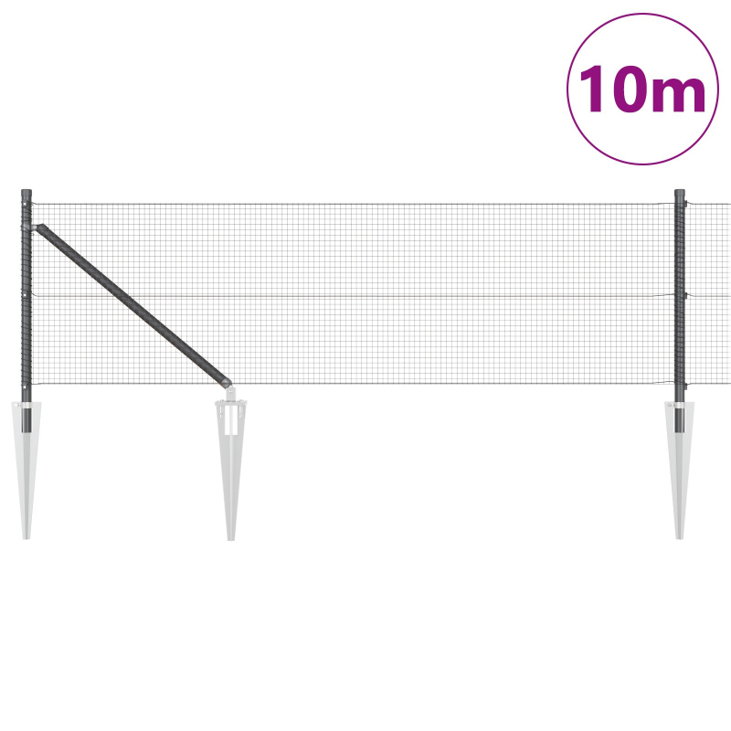 Graues Zaunpfosten Set 2er Set Grau Verzinkter Stahl 10 x 0.5 m