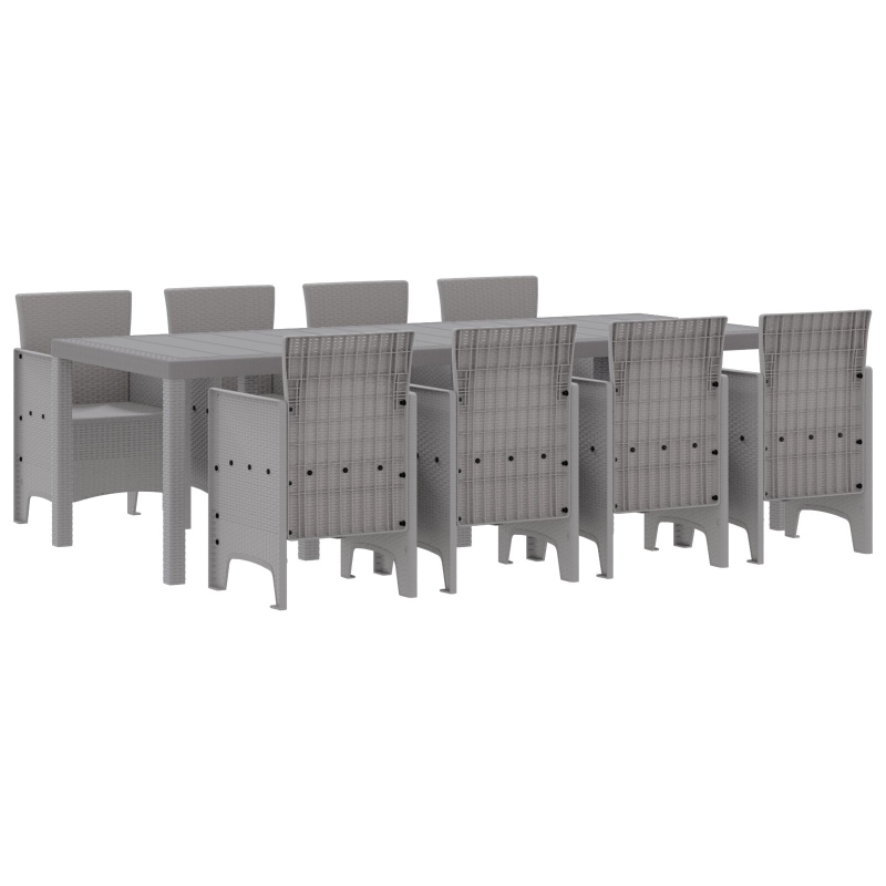 9-teiliges Garten-Essset Grau Poly-Rattan