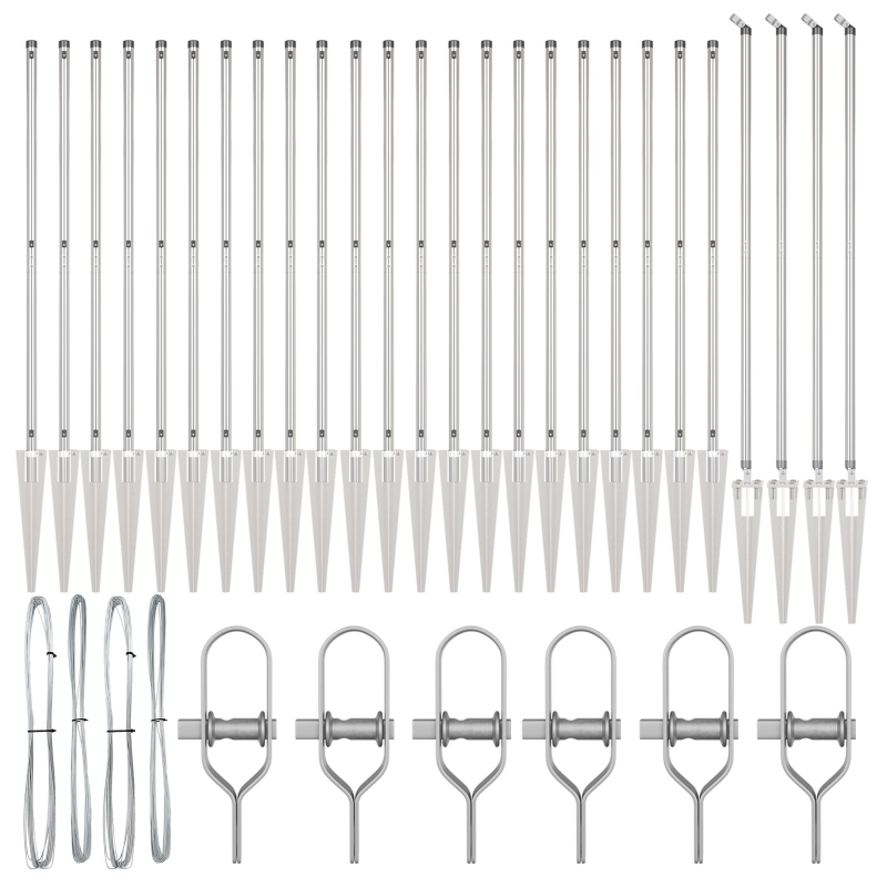 Zaunpfähle mit Spitze 26 Stück Ø32 mm 140 cm verzinkter Stahl