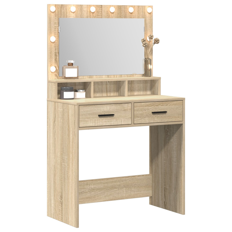Schminktisch mit LED-Lichtern in Sonoma Eiche 79x41x135 cm