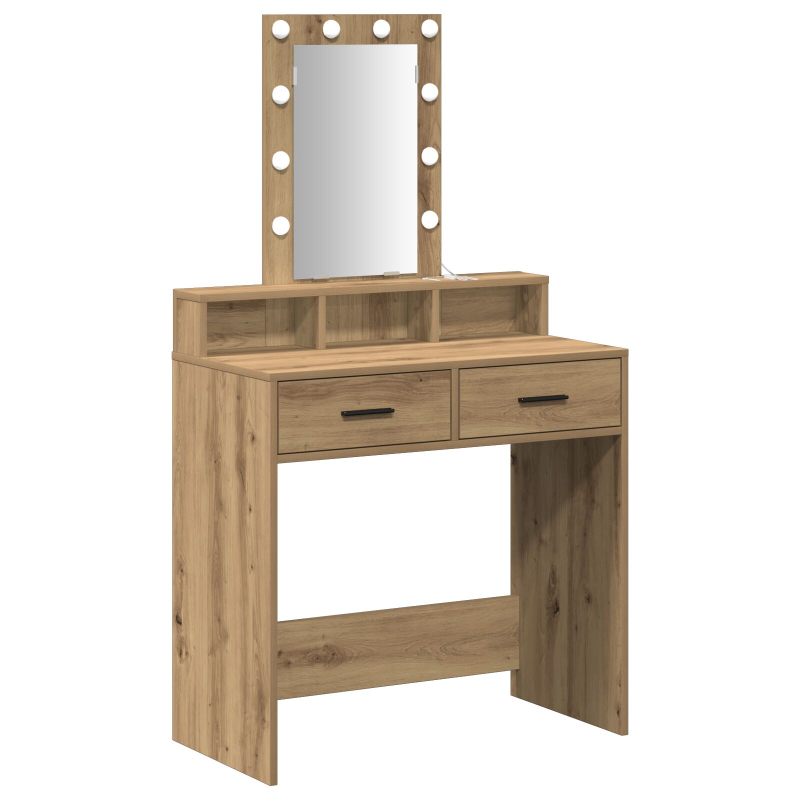 Schminktisch mit LED-Lichtern in Artisan Eiche 79x41x140 cm