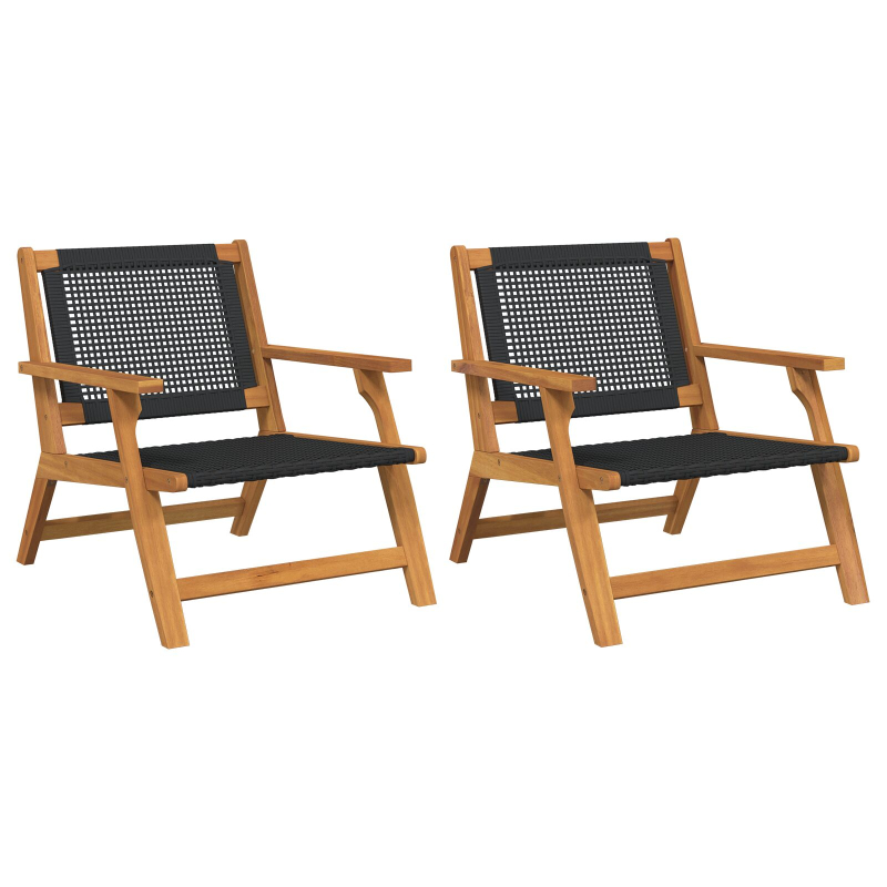 Gartenstühle 2 Stück Schwarz 76x67x73,5 cm Massivholz Akazie