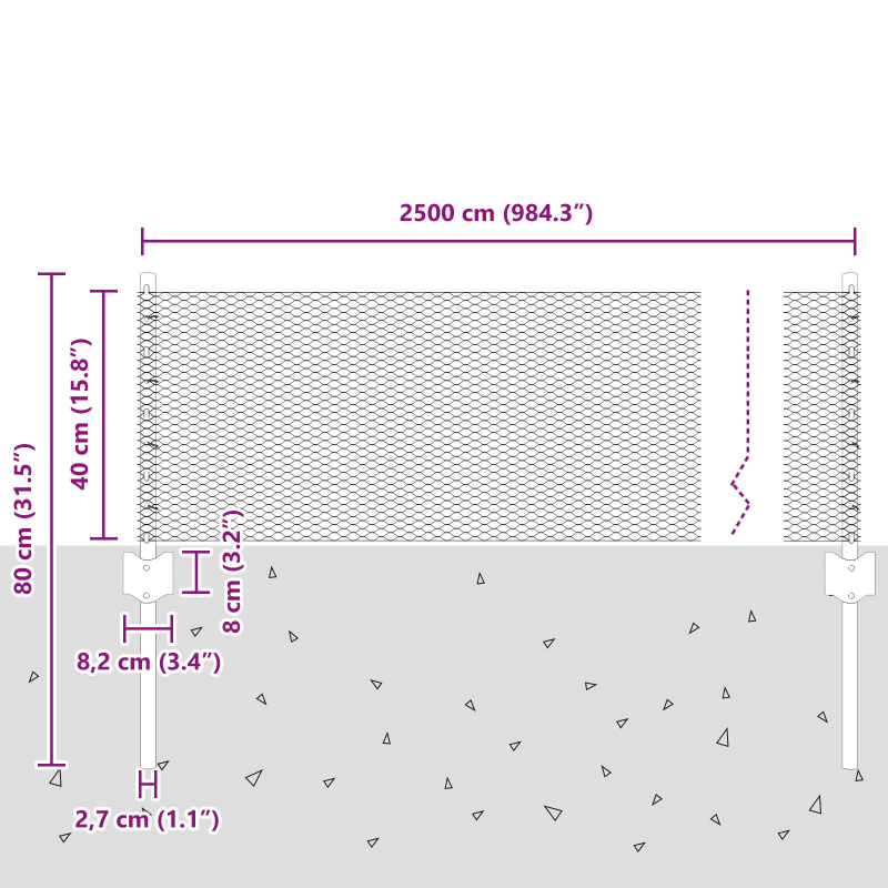 Zaunpfosten 11 Stück U-Kanal Grün 40 cm Stahl, Sechseckzaun Grün 0,4x25 m Stahl