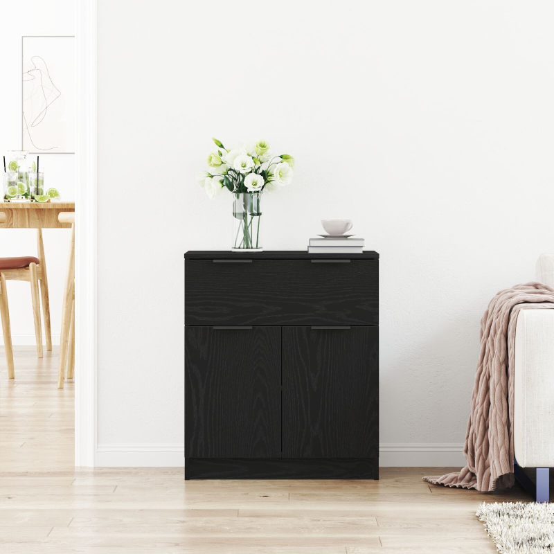 Schwarzer Eichen-Sideboard 60x30x70 cm aus Holzwerkstoff