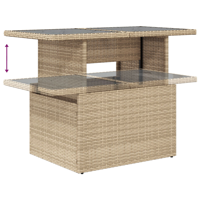 6-teiliges Garten Sofa Set mit Kissen Beige Poly Rattan