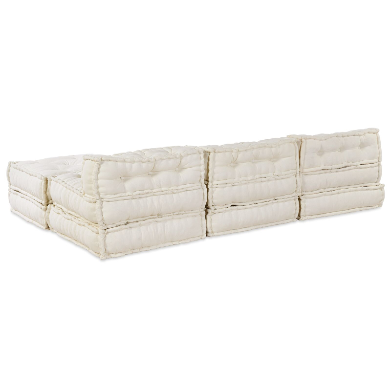 4-Sitzer Modular Pouffe Sofa Umwandelbar Creme Stoff