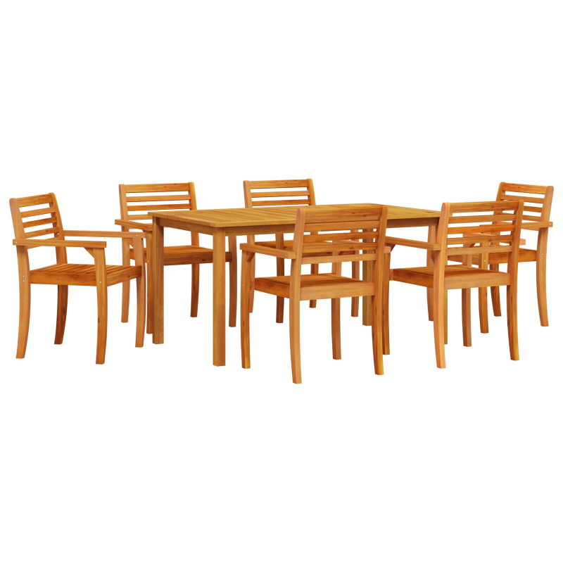 7-teiliges Garten-Esszimmer-Set aus massivem Akazienholz